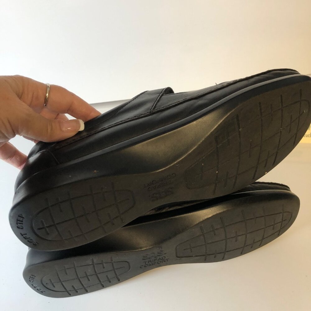 SAS Black Leather Tripad Comfort Shoes Womens Sz 9.5-10M Flat Casual Work Loafer - Picture 5 of 9
